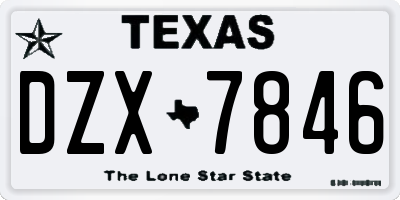 TX license plate DZX7846
