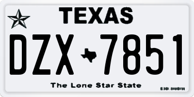 TX license plate DZX7851