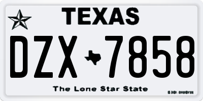 TX license plate DZX7858