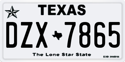 TX license plate DZX7865
