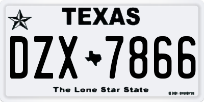 TX license plate DZX7866