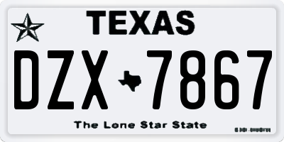 TX license plate DZX7867