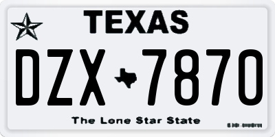 TX license plate DZX7870