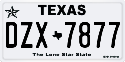 TX license plate DZX7877