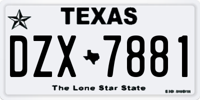 TX license plate DZX7881
