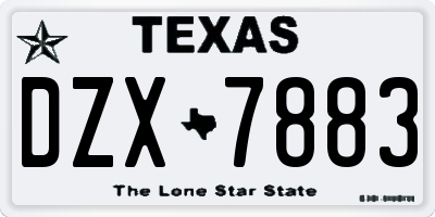 TX license plate DZX7883