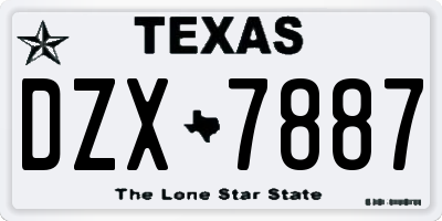 TX license plate DZX7887