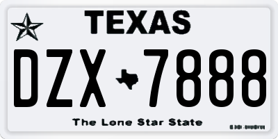 TX license plate DZX7888