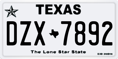 TX license plate DZX7892