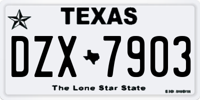 TX license plate DZX7903
