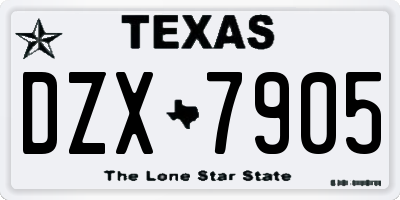 TX license plate DZX7905