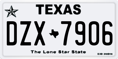 TX license plate DZX7906