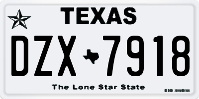 TX license plate DZX7918