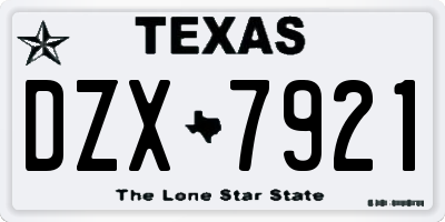 TX license plate DZX7921