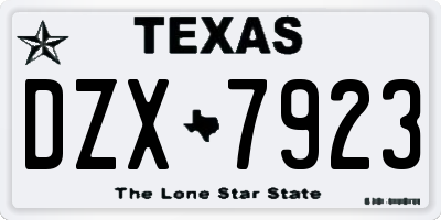 TX license plate DZX7923
