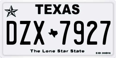TX license plate DZX7927