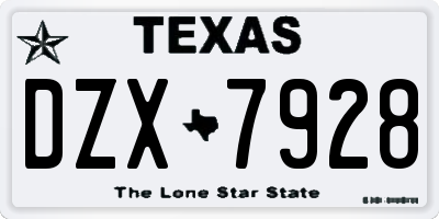 TX license plate DZX7928