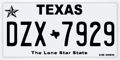 TX license plate DZX7929