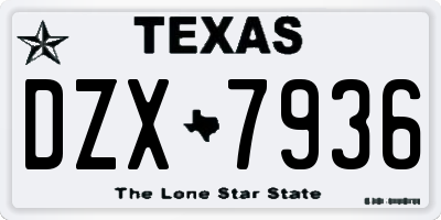TX license plate DZX7936