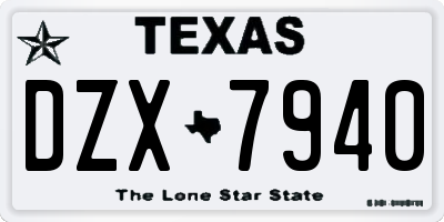 TX license plate DZX7940