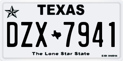 TX license plate DZX7941