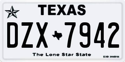 TX license plate DZX7942