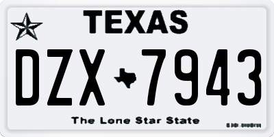 TX license plate DZX7943