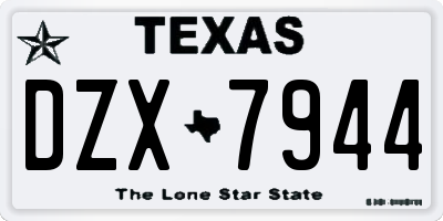 TX license plate DZX7944