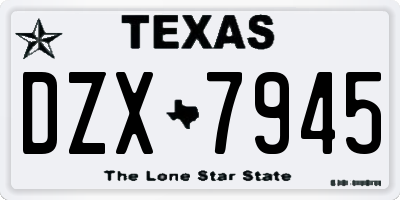 TX license plate DZX7945