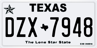 TX license plate DZX7948