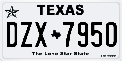 TX license plate DZX7950