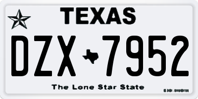 TX license plate DZX7952