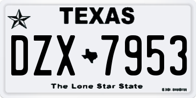 TX license plate DZX7953