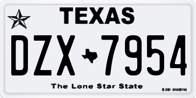 TX license plate DZX7954
