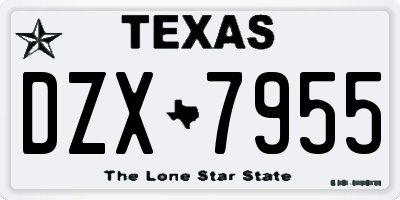 TX license plate DZX7955