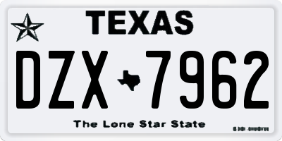 TX license plate DZX7962