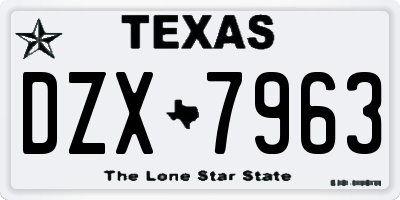 TX license plate DZX7963