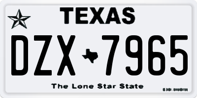 TX license plate DZX7965