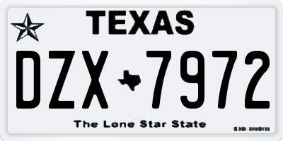 TX license plate DZX7972