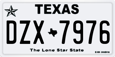TX license plate DZX7976