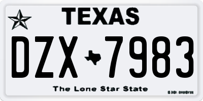 TX license plate DZX7983