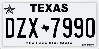 TX license plate DZX7990