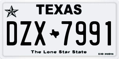 TX license plate DZX7991