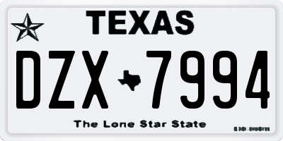 TX license plate DZX7994
