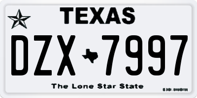 TX license plate DZX7997
