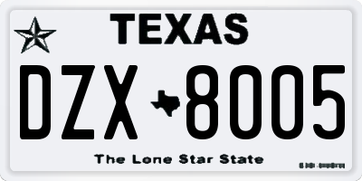 TX license plate DZX8005