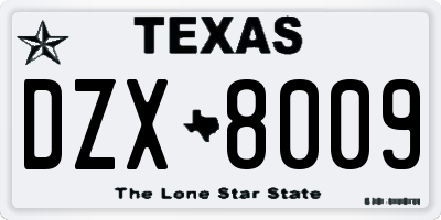 TX license plate DZX8009