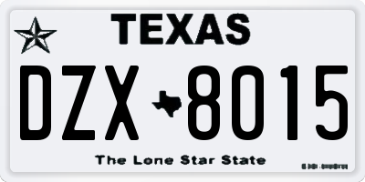 TX license plate DZX8015