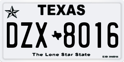 TX license plate DZX8016