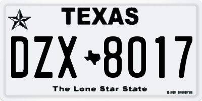 TX license plate DZX8017